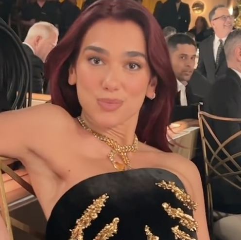 Dua Lipa Perfectly Captures the Struggle of Wearing a Standing-Up Look to a Sitting-Down Event