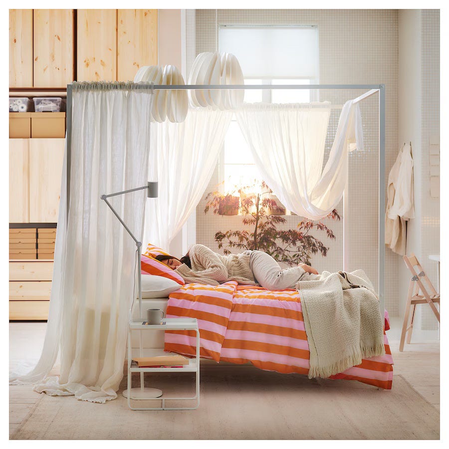 pink and orange striped bedding