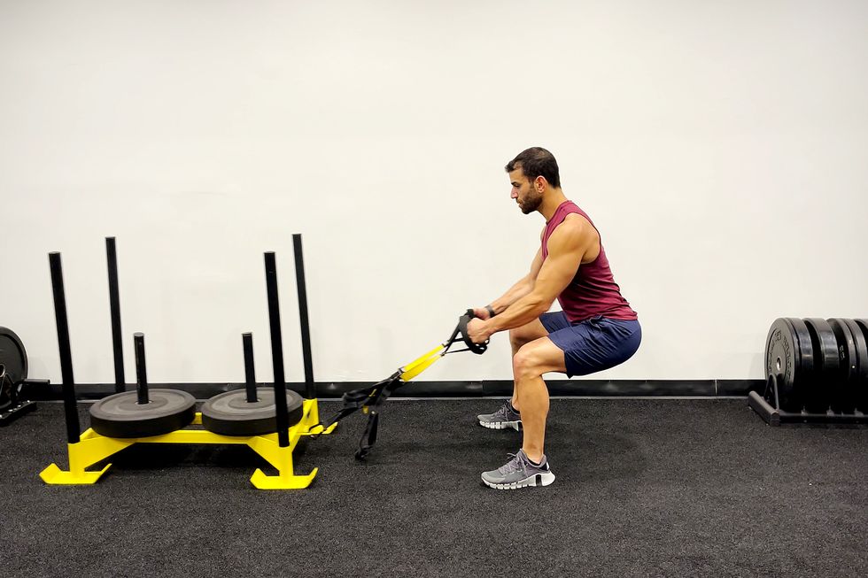 sled workout, sled row