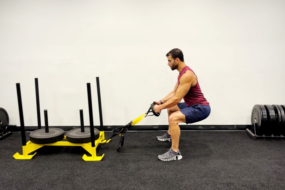 sled workout, sled row