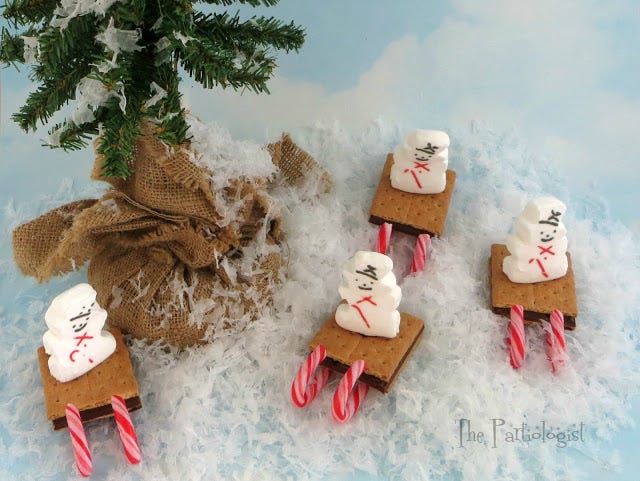 Sledding Peeps Snowmen