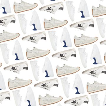 sleek white leather sneakers