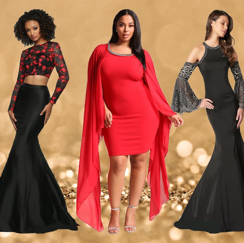 Plus Size Black Long Sleeve Sophisticated Goddess Gown – Unique