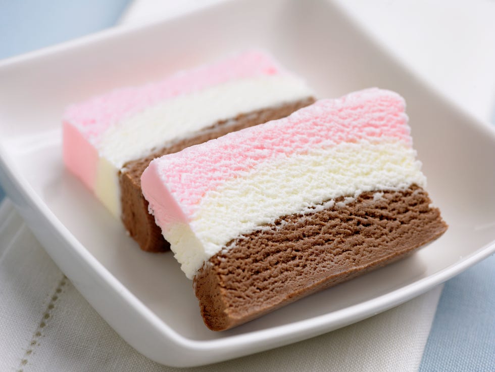 slices of neapolitan ice cream