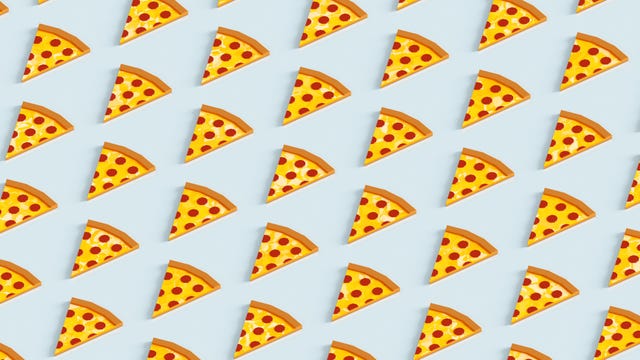 slices of pepperoni pizza low poly background pattern