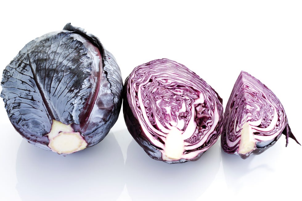 Slices of red cabbages, close-up