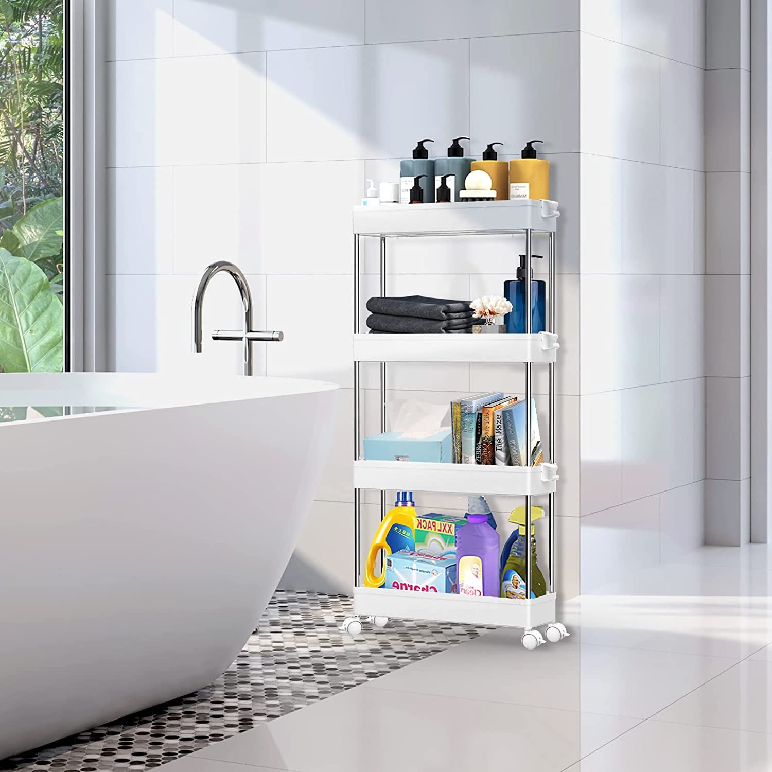 42 Things That'll Give You No Choice But To Stay Organized  Shower shampoo  holder, Glass shower shelves, Bathroom organisation