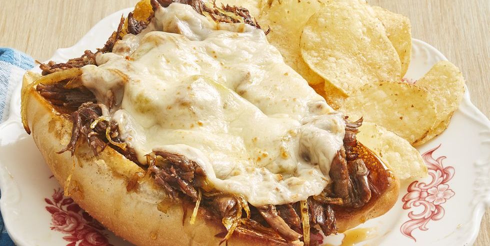 slow cooker beef recipes beef sandwich with chips