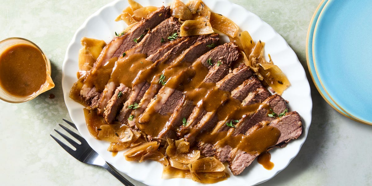 this easy slow cooker brisket is fork tender and comes with an irresistible umami packed gravy.