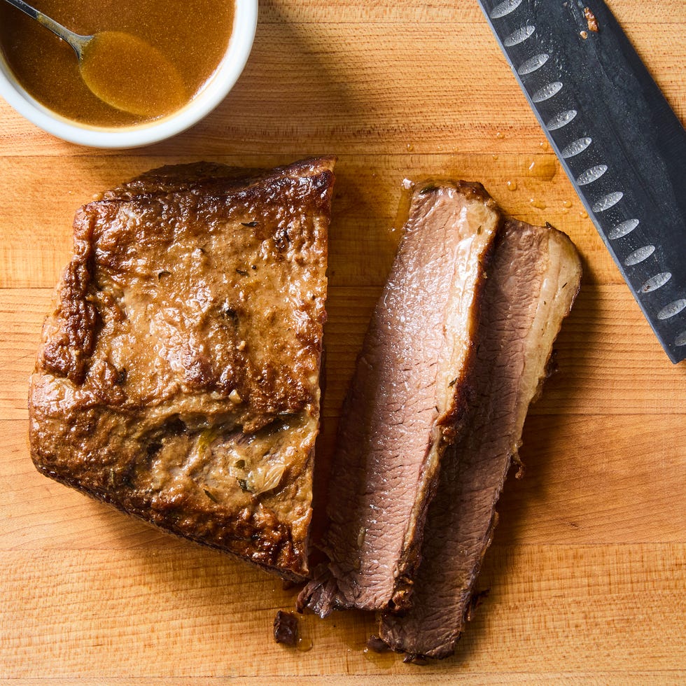 this easy slow cooker brisket is fork tender and comes with an irresistible umami packed gravy.