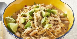 slow cooker chicken chili with avocado