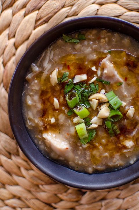 healthy slow-cooker soups: slow cooker brown rice chicken congee
