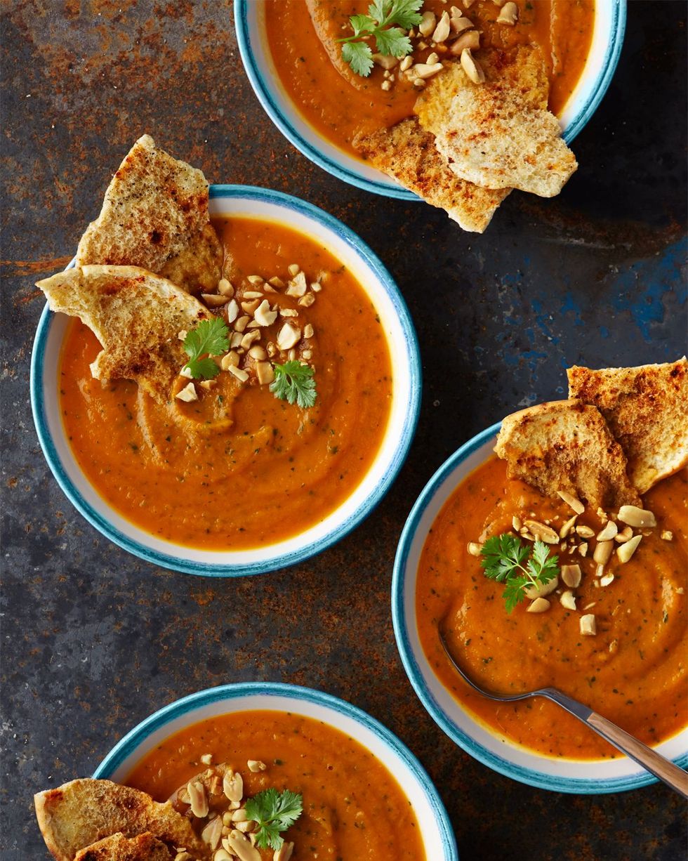 sweet potato soup with peanuts and ginger