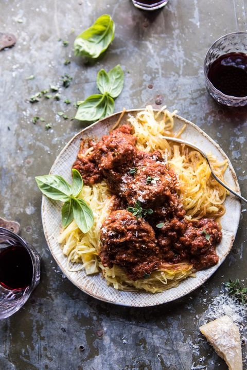 slow cooker spaghetti squash and meatballs recipe