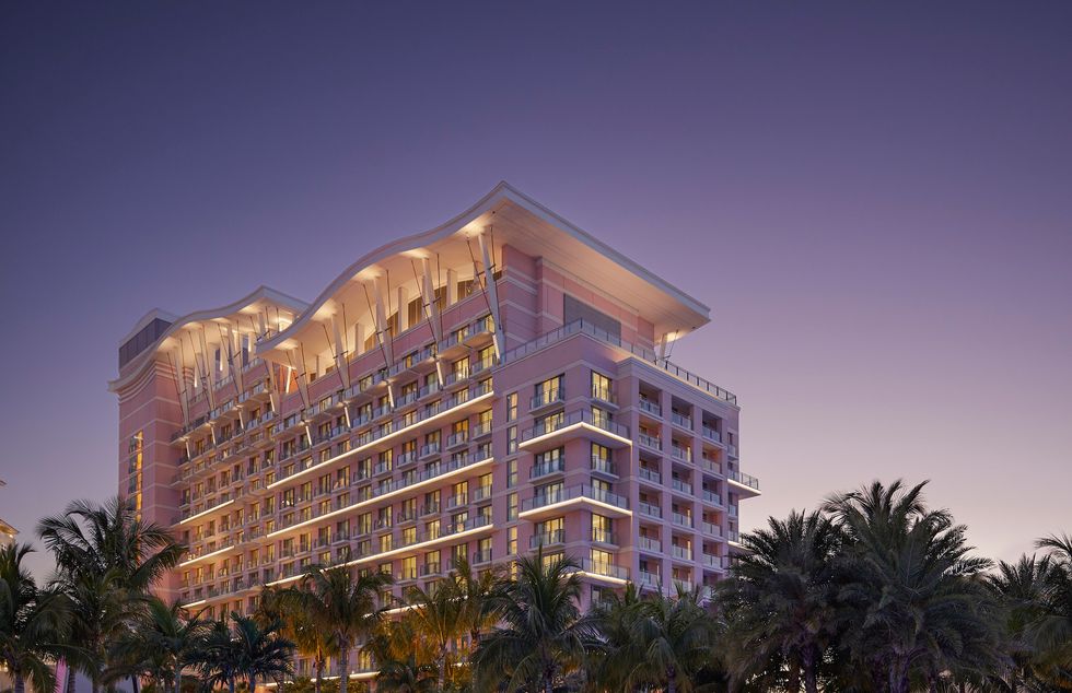 the exterior of the sls rosewood baha mar in the bahamas
