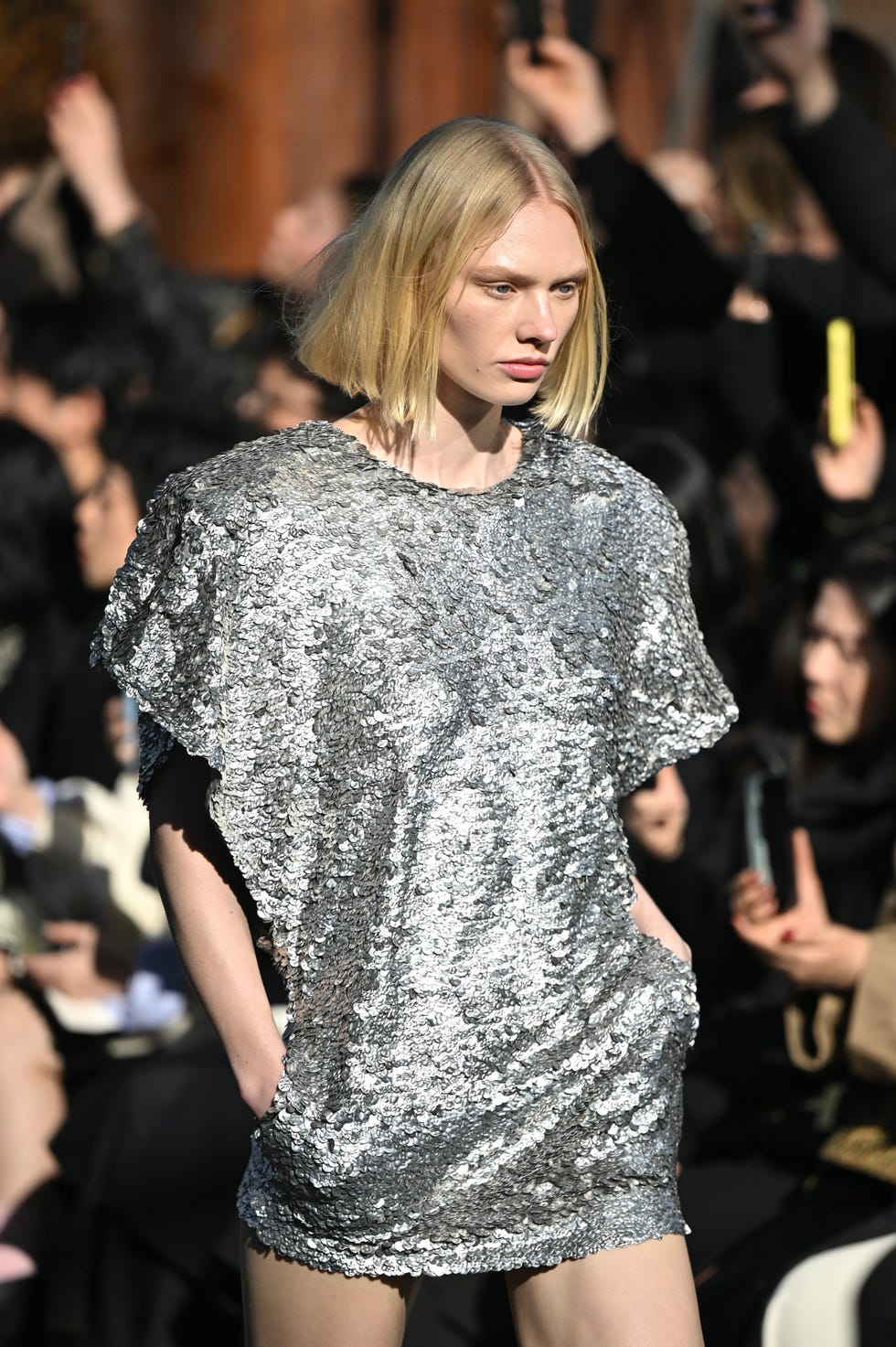 paris, france march 04 editorial use only for non editorial use please seek approval from fashion house a model walks the runway during the stella mccartney womenswear fallwinter 2024 2025 show as part of paris fashion week on march 04, 2024 in paris, france photo by stephane cardinale corbiscorbis via getty images