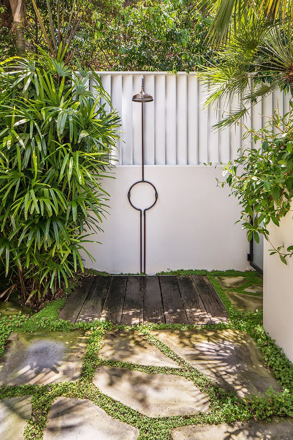 backyard with outdoor shower