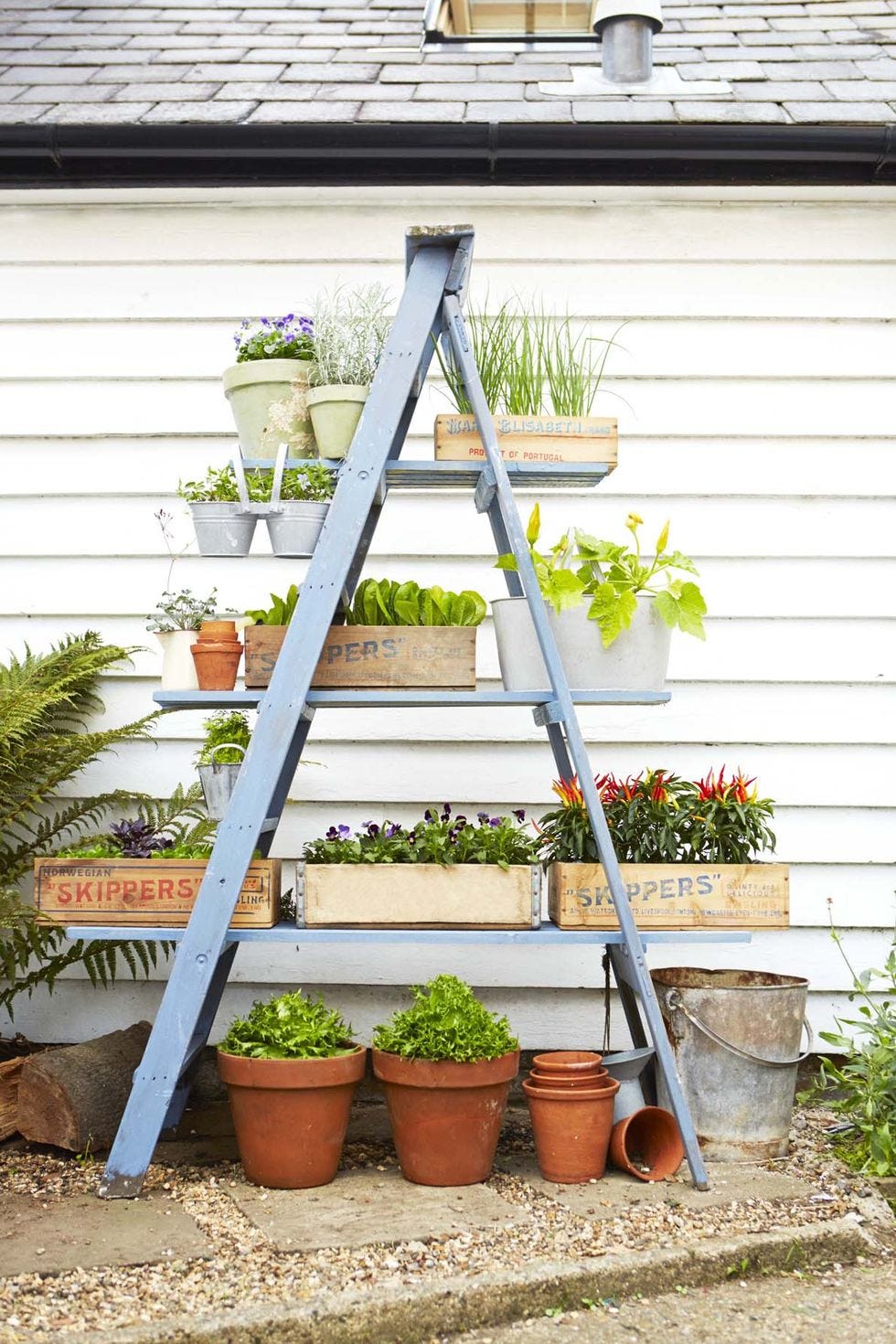 small backyard ideas   ladder planter