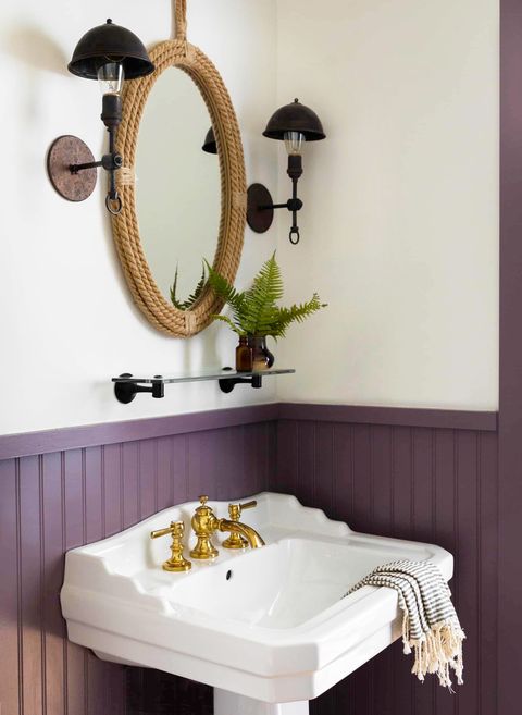 small bathroom with purple paint