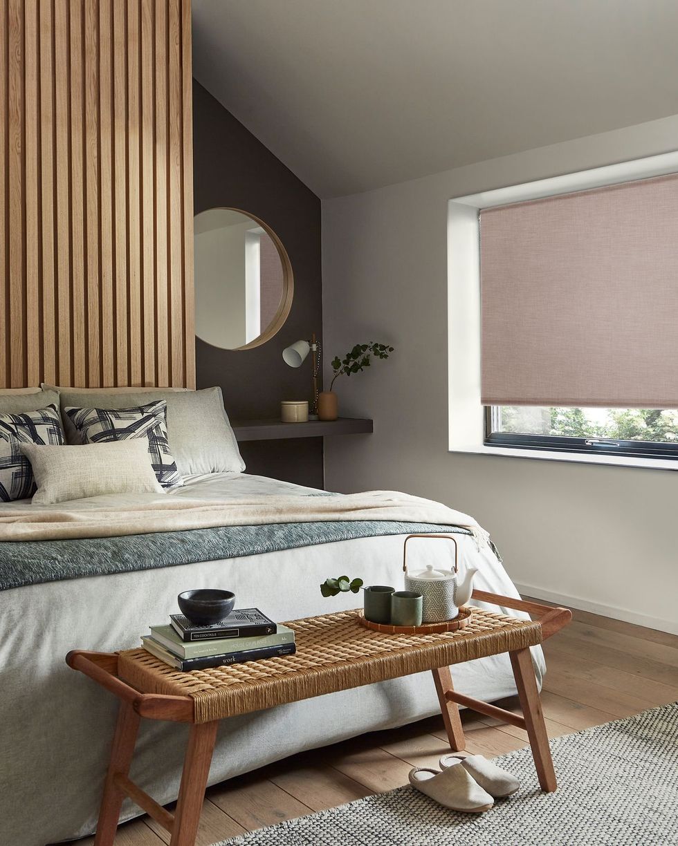 consider scale when positioning furniture pictured hatch blackout ebony roller blinds, thomas sanderson