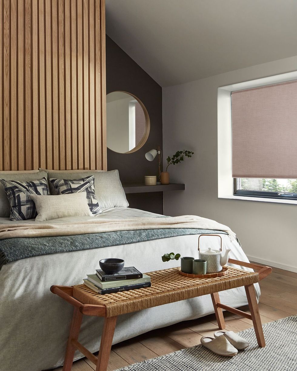 consider scale when positioning furniture pictured hatch blackout ebony roller blinds, thomas sanderson