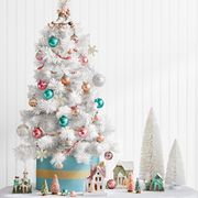 decorated mini white christmas tree