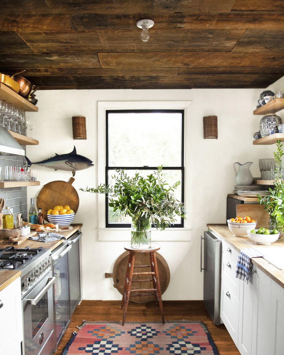 small rustic galley kitchen