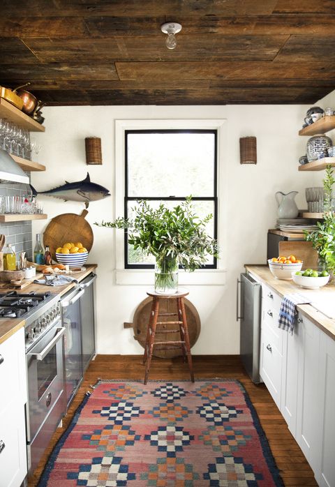 small rustic galley kitchen