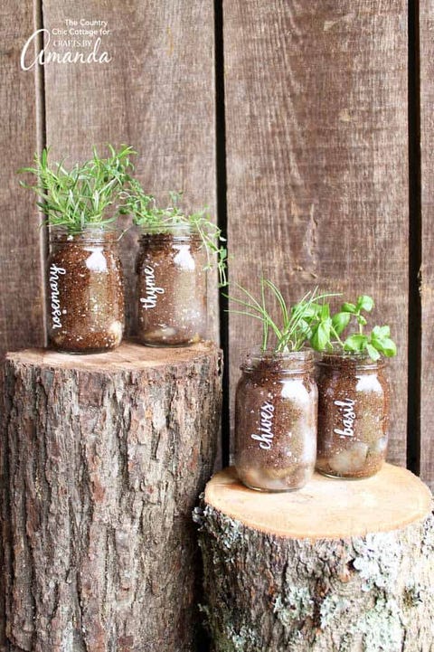 small garden ideas, mason jar planters