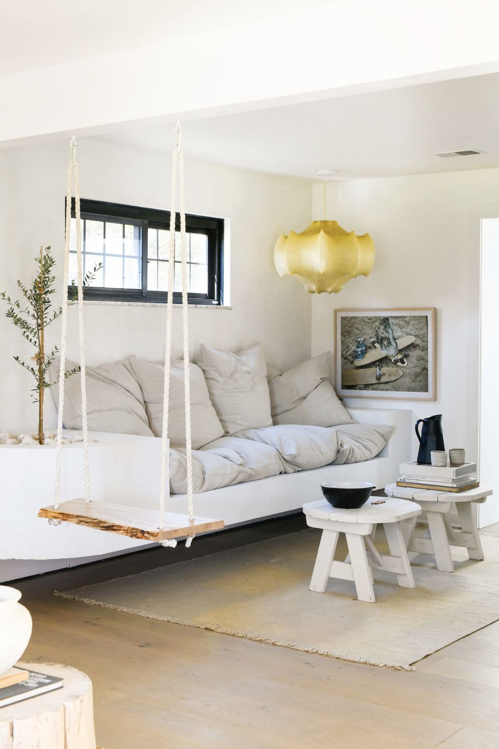 white living room designed by leanne ford