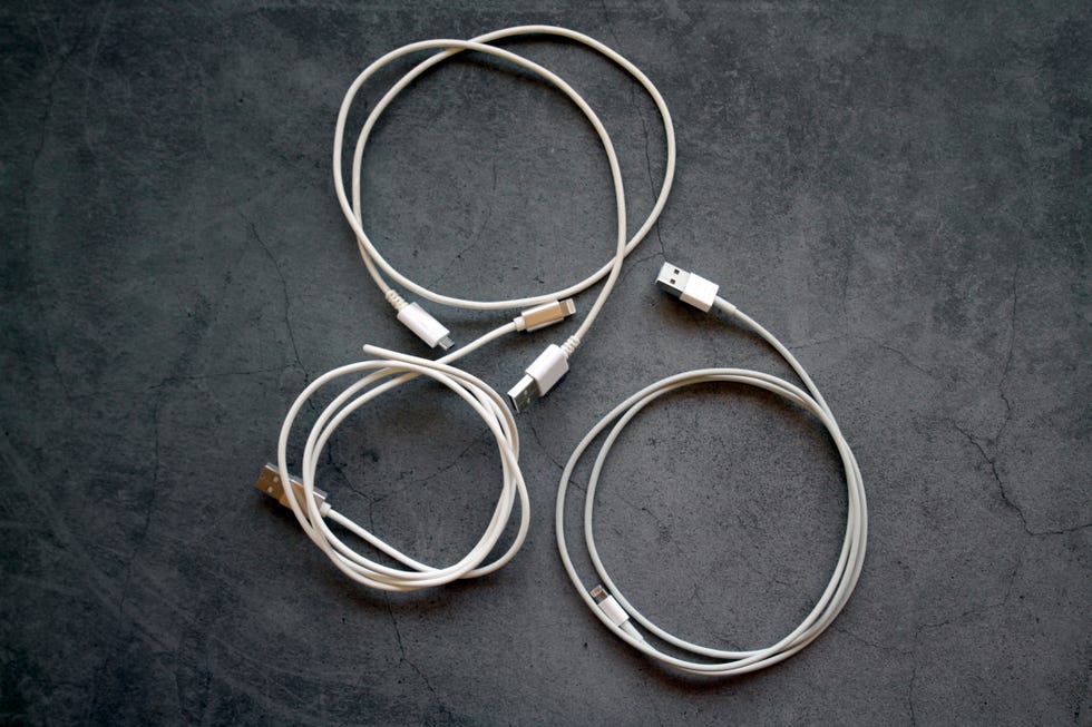 smart phone charger cables on black background
