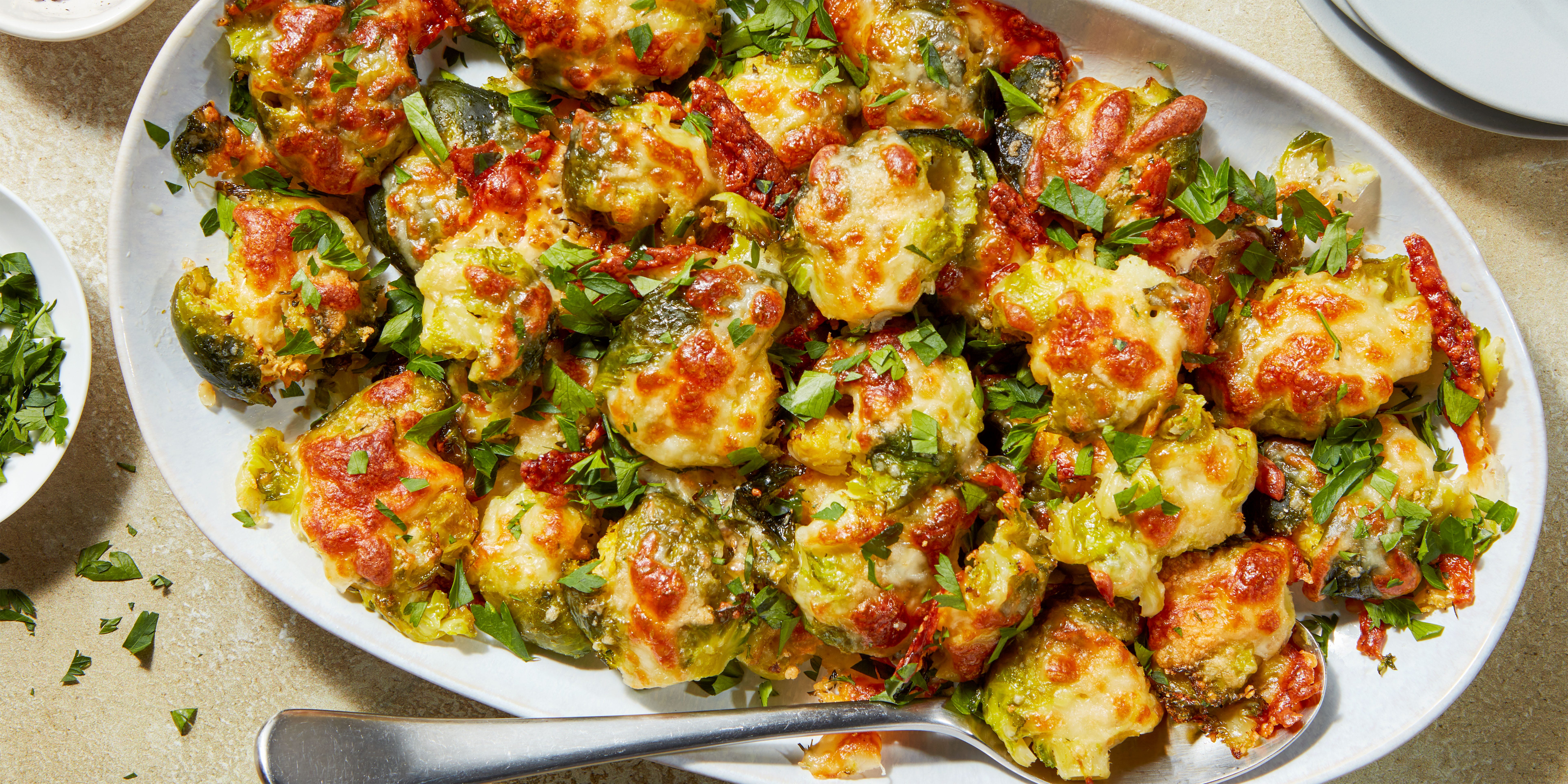 Cheesy Smashed Brussels Sprouts