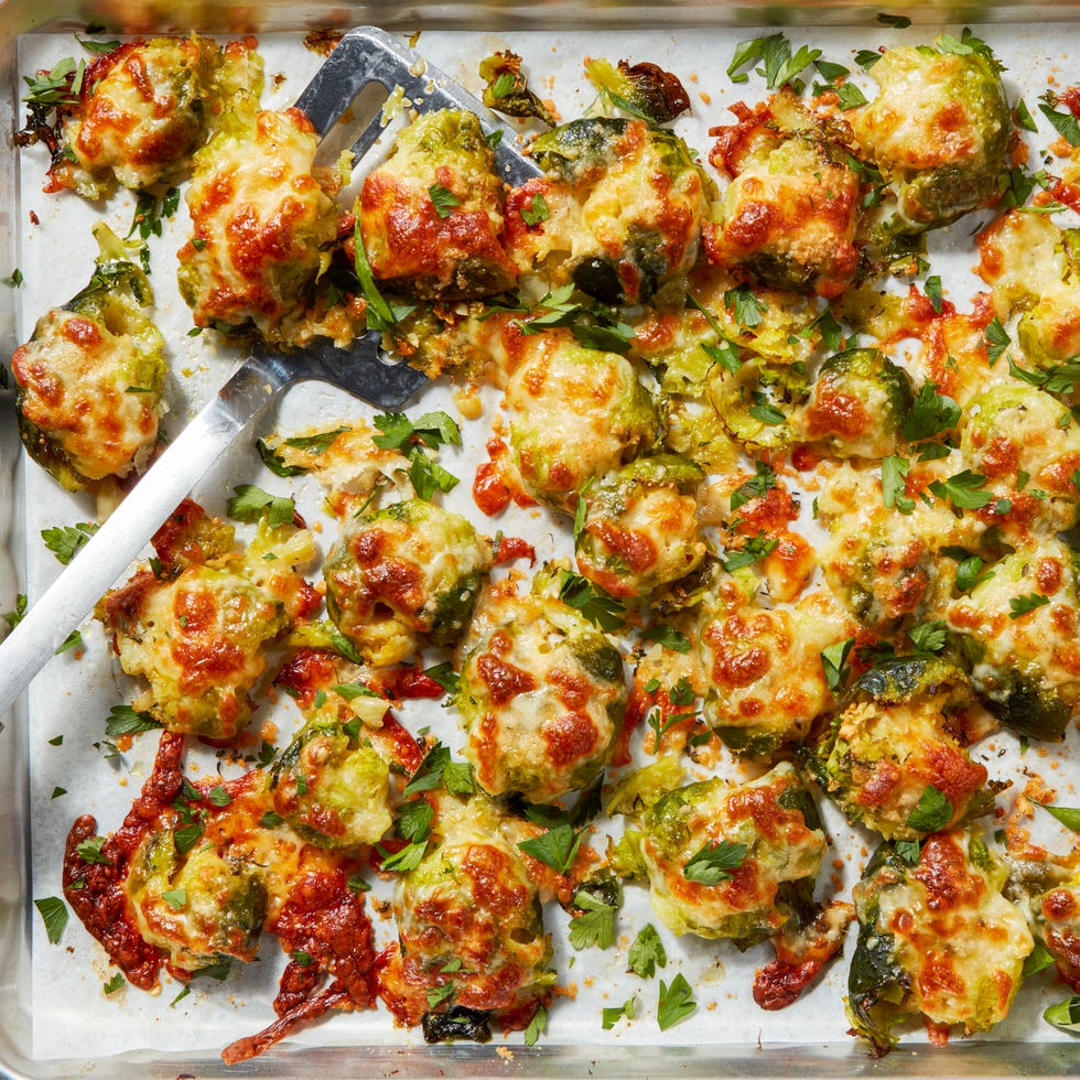 brussels sprouts baked topped with cheese
