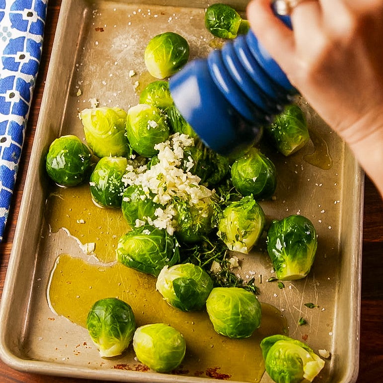 smashed brussels sprouts