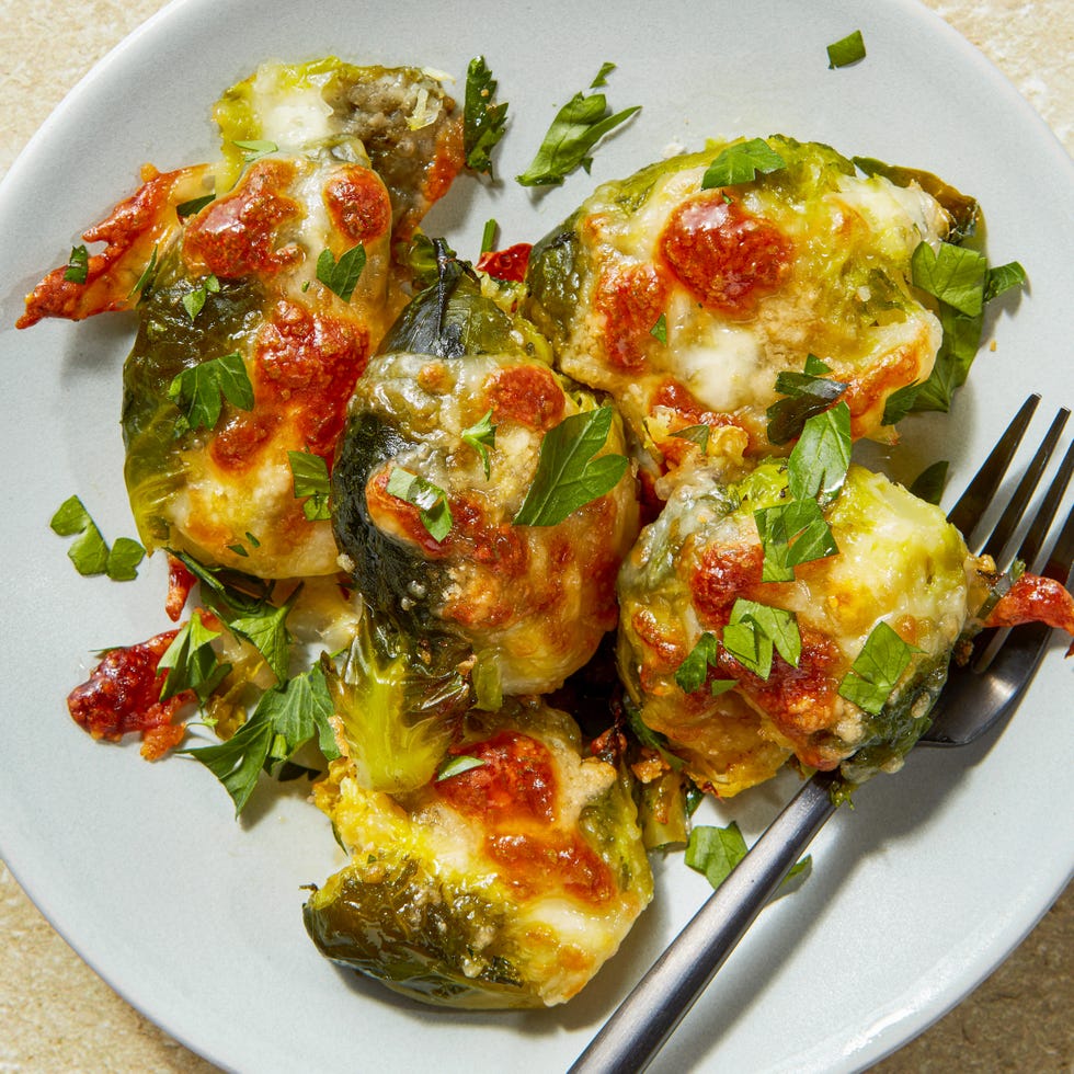 brussels sprouts baked topped with cheese