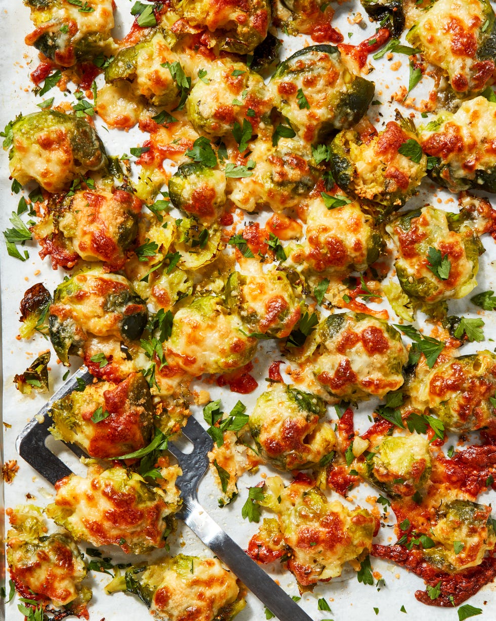 brussels sprouts baked topped with cheese