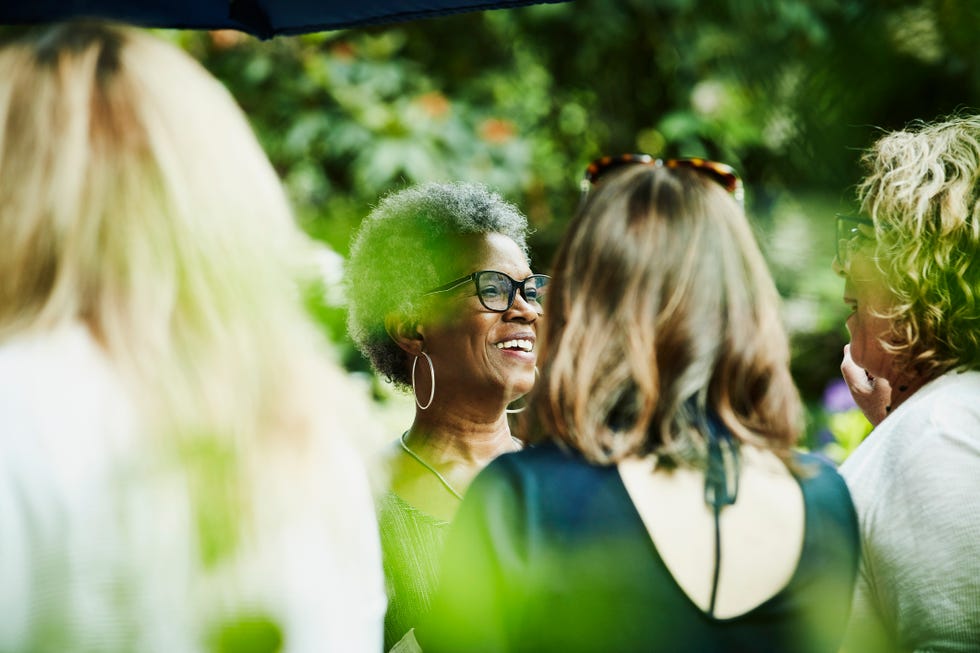 woman talking outdoors