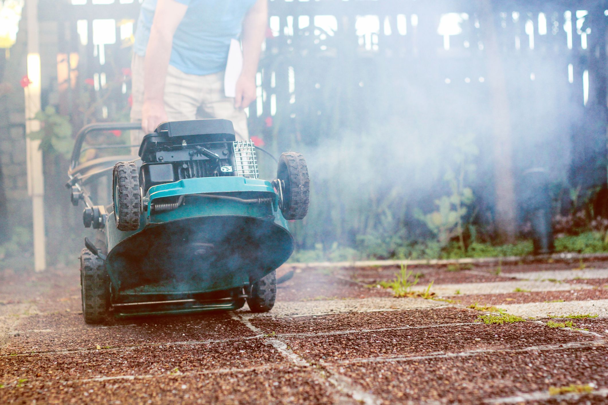 Lawn deals mower smoking