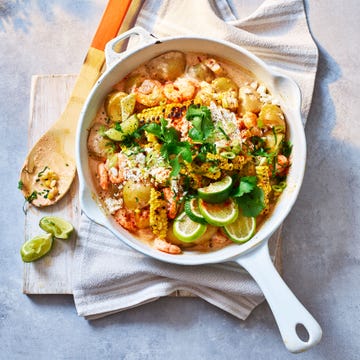 smokey prawn skillet with blistered corn