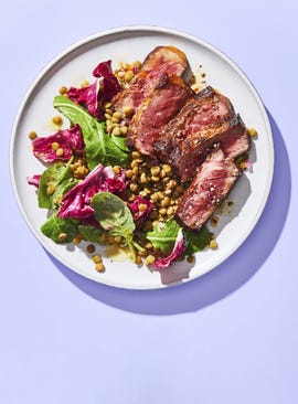 smoky steak and lentil salad beef