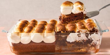 chocolate brownies topped with toasted marshmallows