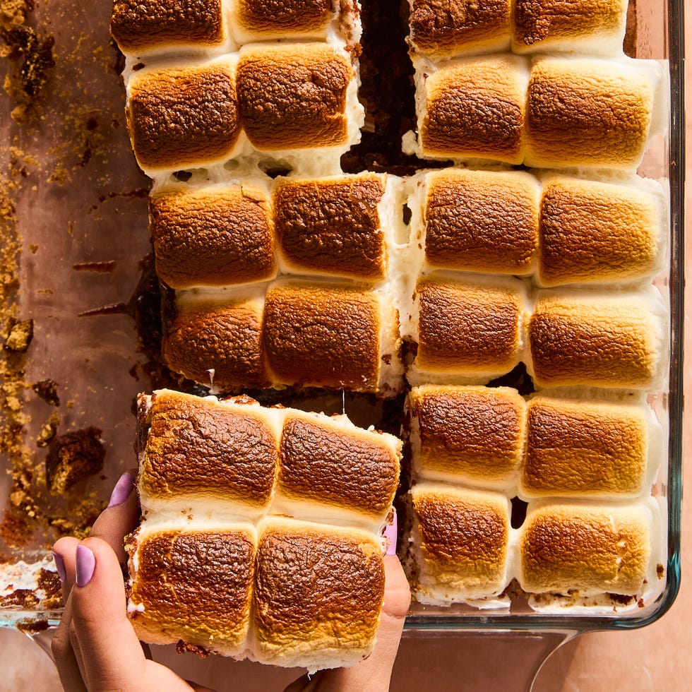 chocolate brownies topped with toasted marshmallows