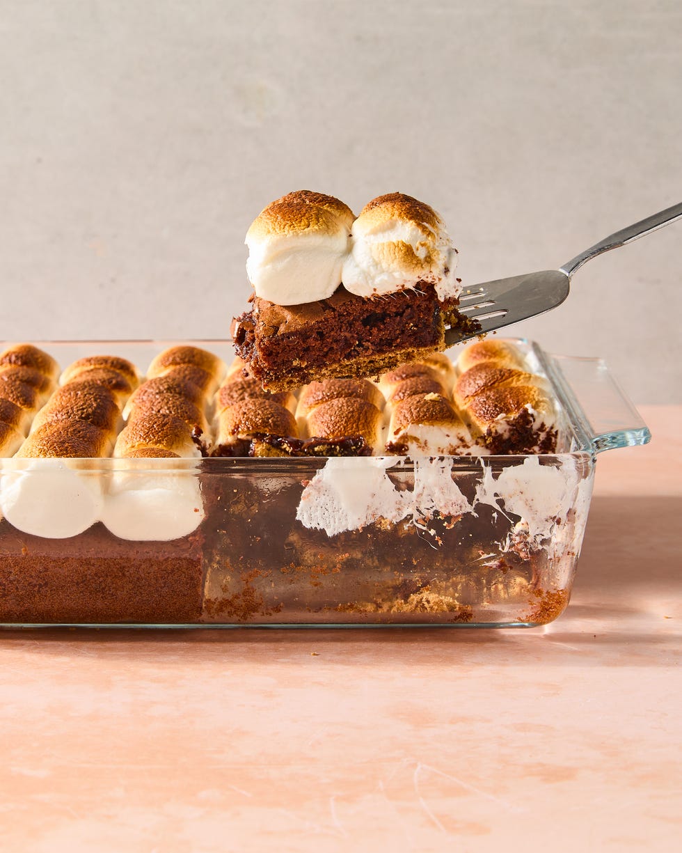 chocolate brownies topped with toasted marshmallows