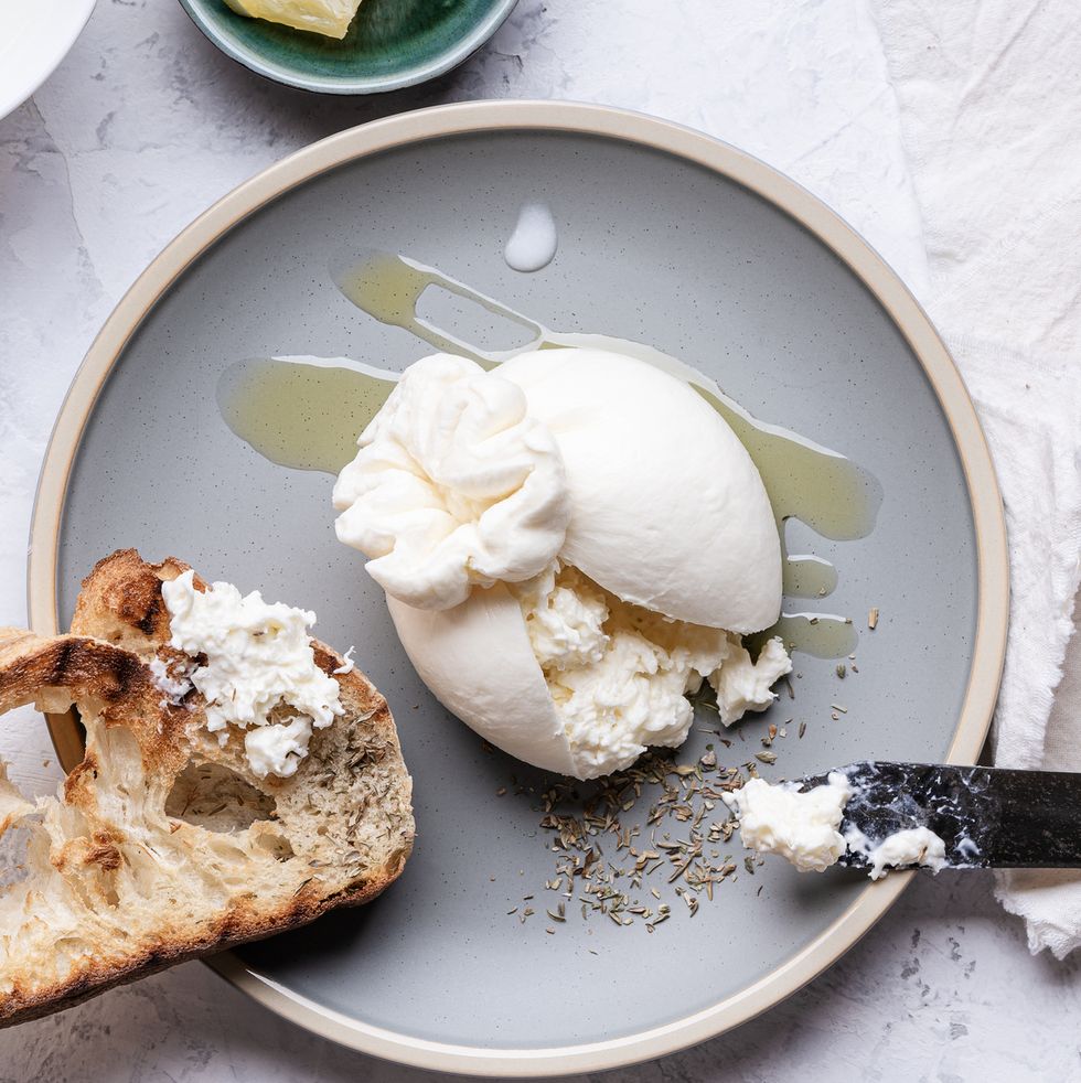 snack with fresh burrata cheese