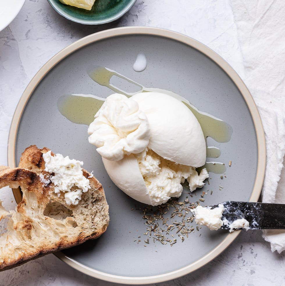 Snack with fresh burrata cheese snack with fresh burrata cheese