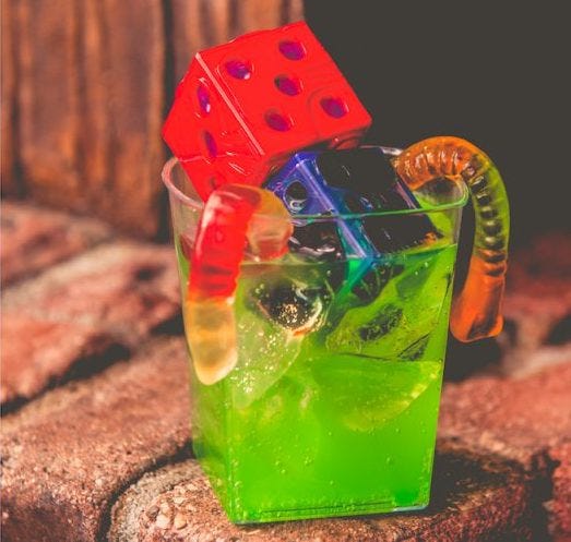 Drink, Zombie, Cocktail garnish, Glass, Non-alcoholic beverage, Distilled beverage, 