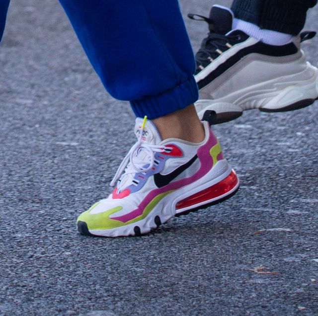 new york, ny   october 31 natalee linez shoe detail is seen arriving at jfk airport on october 31, 2020 in new york city photo by adrian edwardsgc images