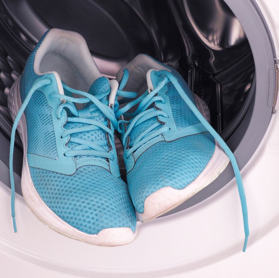 sneakers inside the washing machine