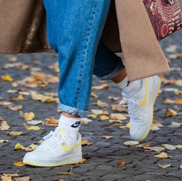 White, Street fashion, Footwear, Jeans, Blue, Yellow, Shoe, Leg, Denim, Fashion, 