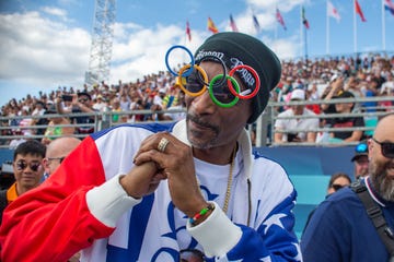 noop dogg cheers and supports athletes during mens park final on day twelve of the olympic games paris 2024